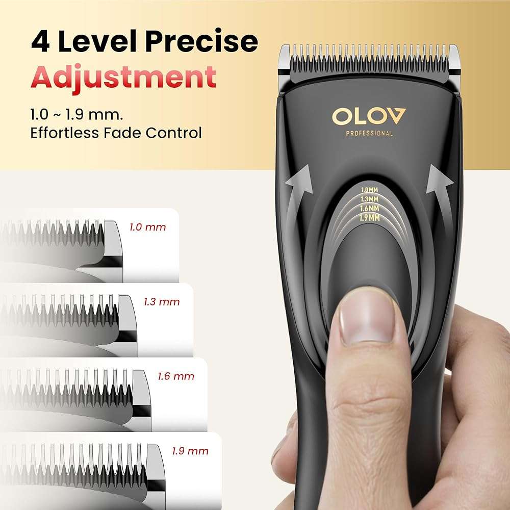 OLOV Professional Hair Clippers for Men, Cordless Hair Clipper Kit, Rechargeable Hair Clippers for Family, Black - Image 2