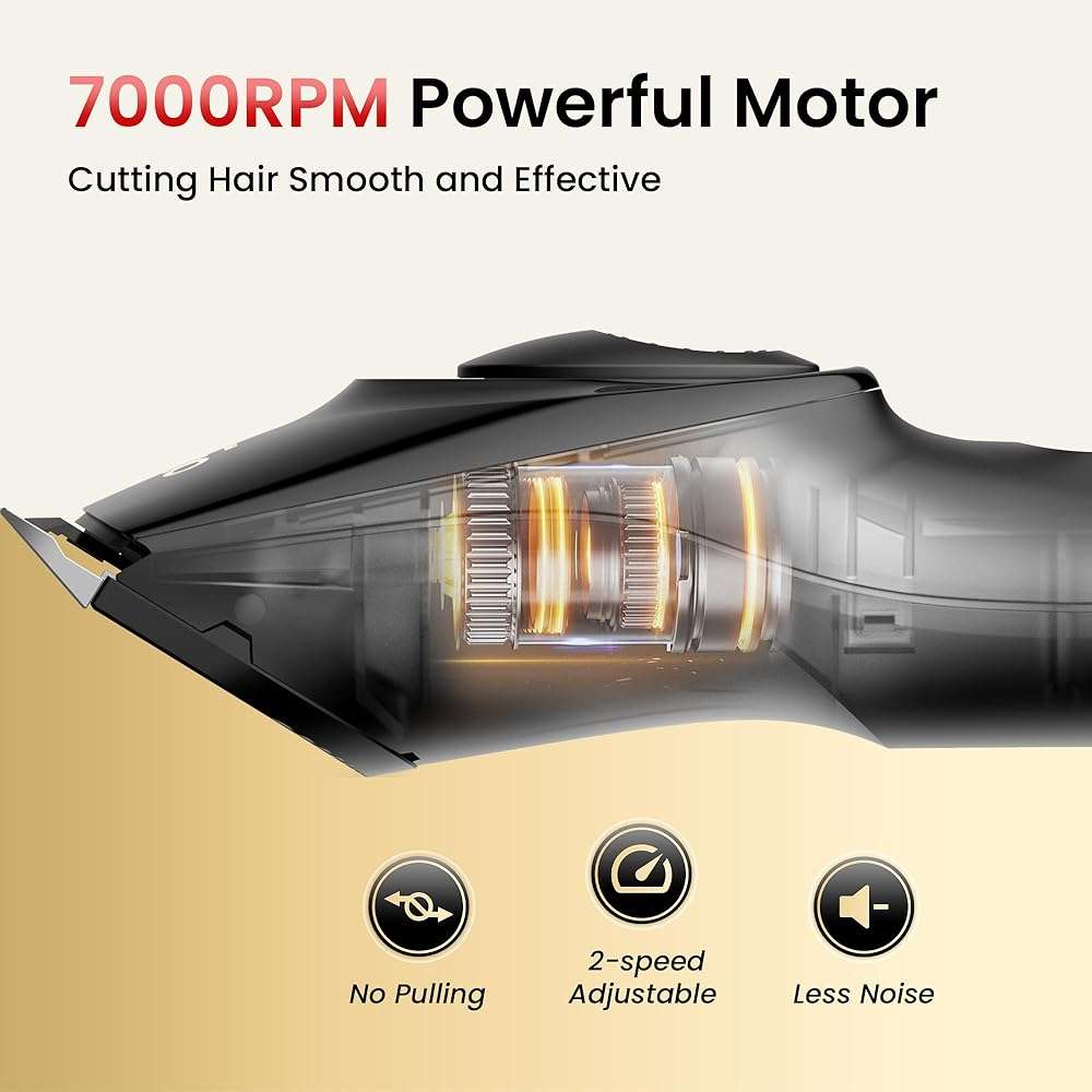 OLOV Professional Hair Clippers for Men, Cordless Hair Clipper Kit, Rechargeable Hair Clippers for Family, Black - Image 4