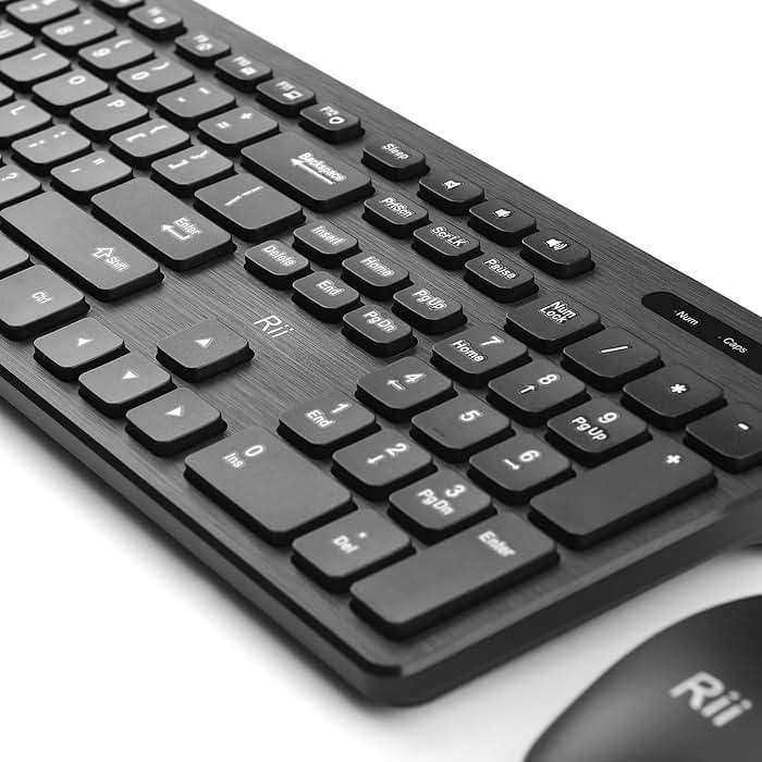 Wireless Keyboard and Mouse Combo - Rii Standard Office PC Keyboard and Optical Wireless Mice (Black) - Image 6