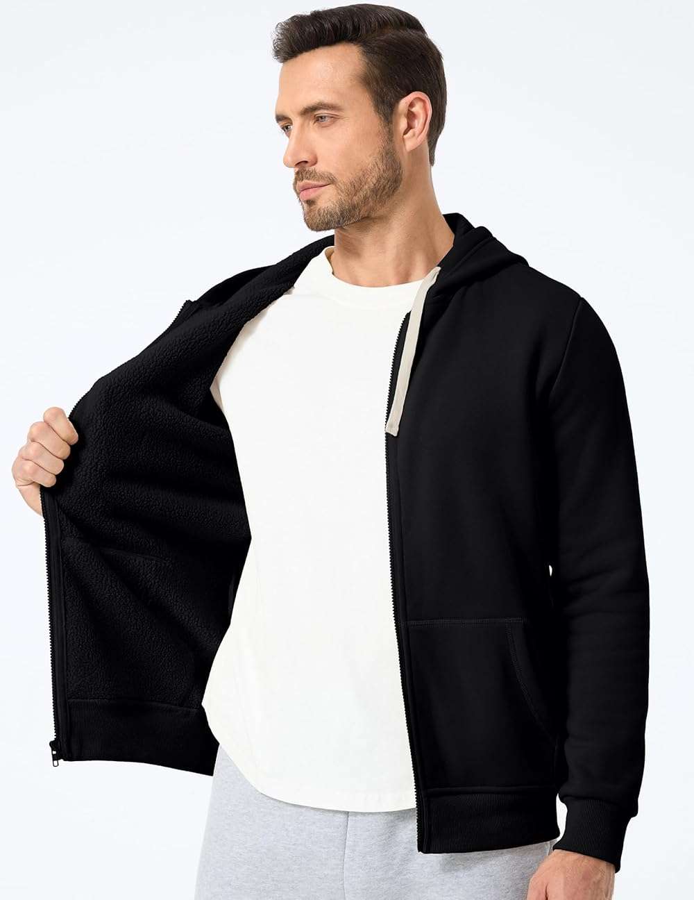 JMIERR Mens Full Zip Hooded Fleece Drawstring Hoodies Pullover Sweatshirts Casual Long Sleeve Shirts - Image 4
