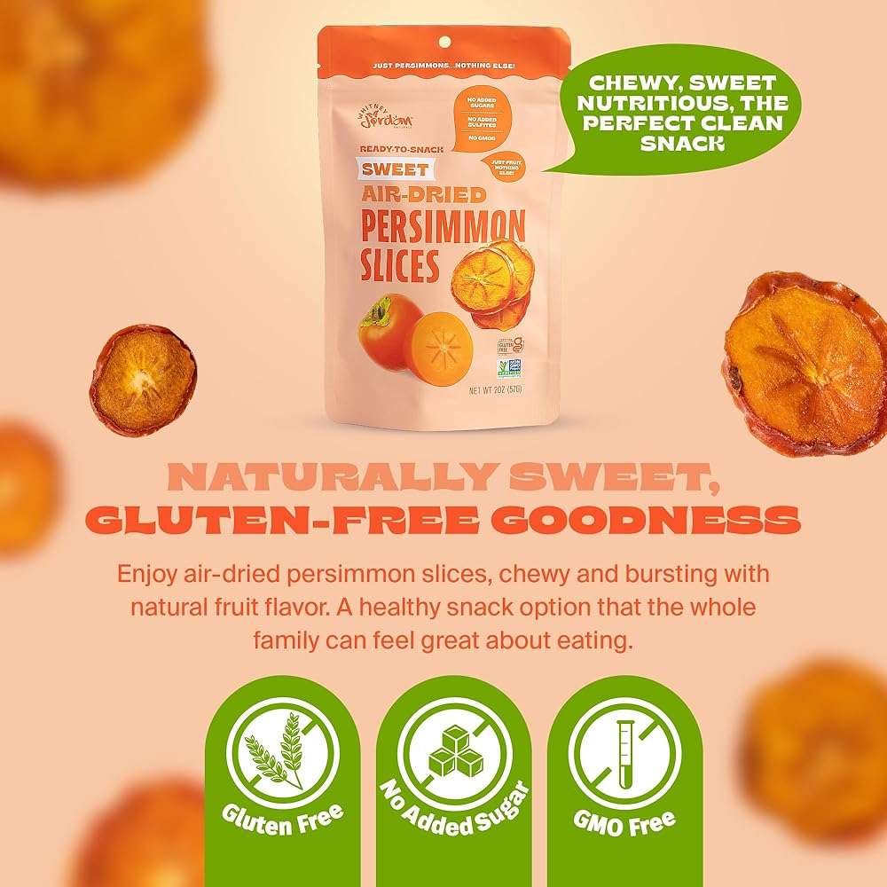 Whitney Jordan Naturals Air-Dried Persimmon Slices 2 Oz, Pack of 10 - Dried Fruit Snack Made from Real Persimmons - No Sugar Added, Gluten-Free, Vegan, Chewy Fruit for Healthy Snacking On-the-Go - Image 6