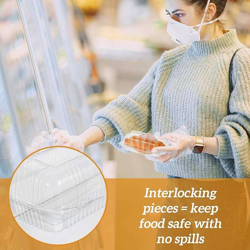 100pcs Locking Plastic Hot Dog Trays, Premium Food Container, Disposable Clear Food Presentation Boats for Takeout and To-Go Meals, 6.5"x2.5"x3.7" Small Containers. - Image 4