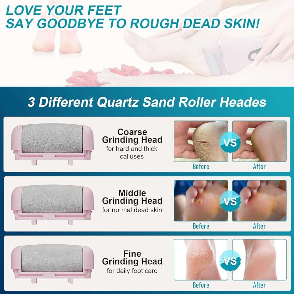 Electric Callus Remover for Feet Rechargeable Portable Electronic Foot File Pedicure Tools 16 in 1 Foot Callus Remover Kit Foot Scrubber to Remove Dead Skin (Pink) - Image 4