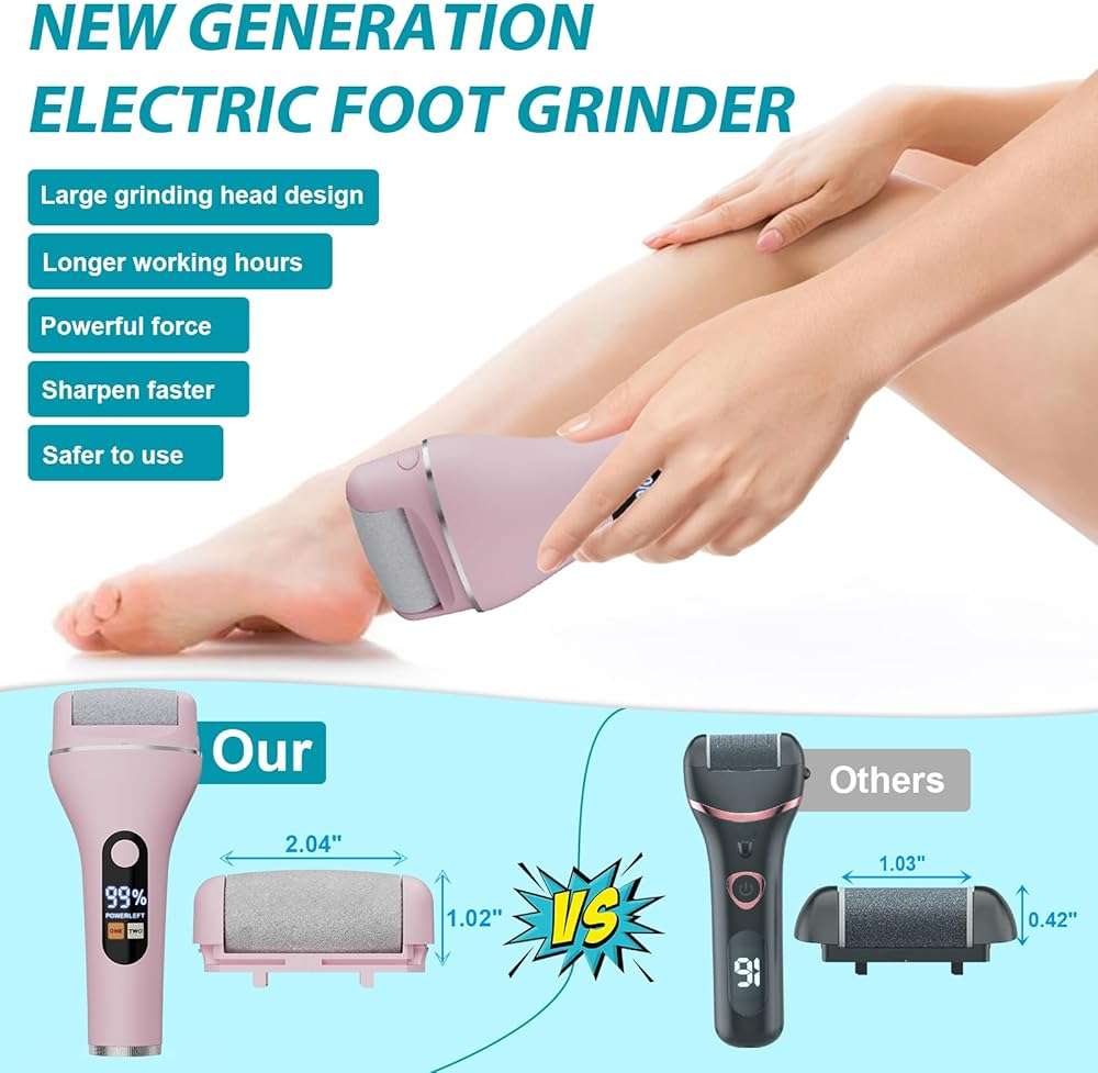 Electric Callus Remover for Feet Rechargeable Portable Electronic Foot File Pedicure Tools 16 in 1 Foot Callus Remover Kit Foot Scrubber to Remove Dead Skin (Pink) - Image 5
