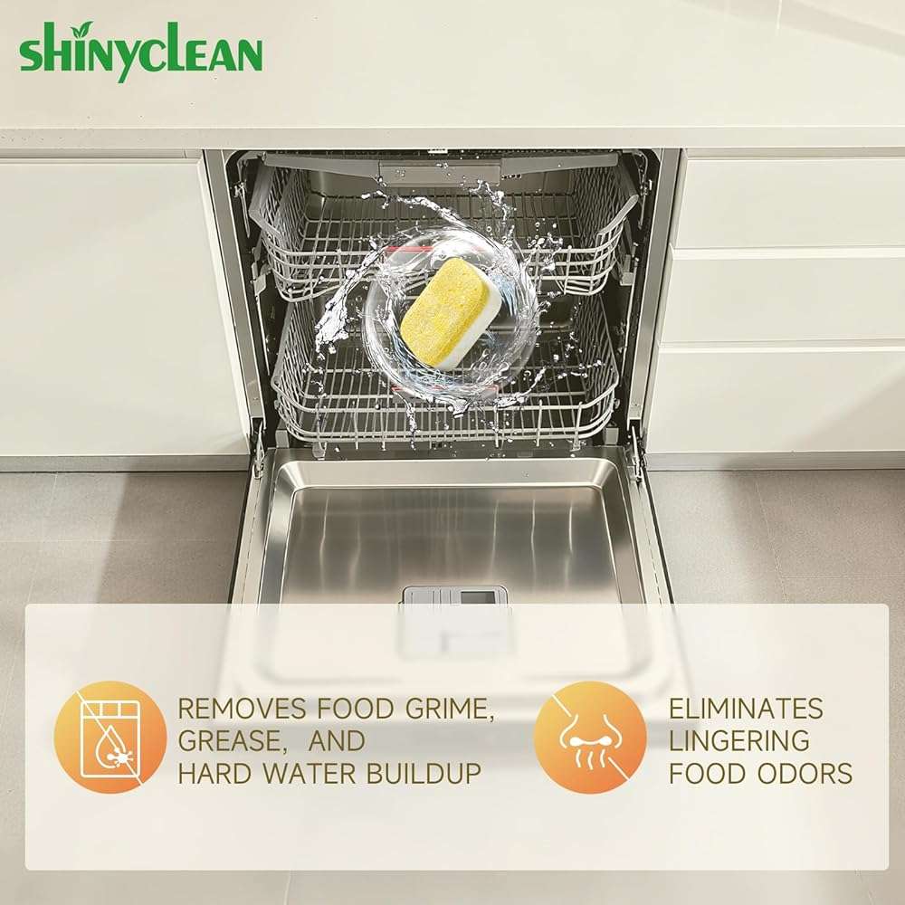 Shinyclean Heavy Duty Dishwasher Cleaner & Deodorizer Tablets, 20g*12 Pack | 1 Year supply, dishwasher descaler, septic safe, removes limescale, hard water stains & bad odors to refresh your machine - Image 4