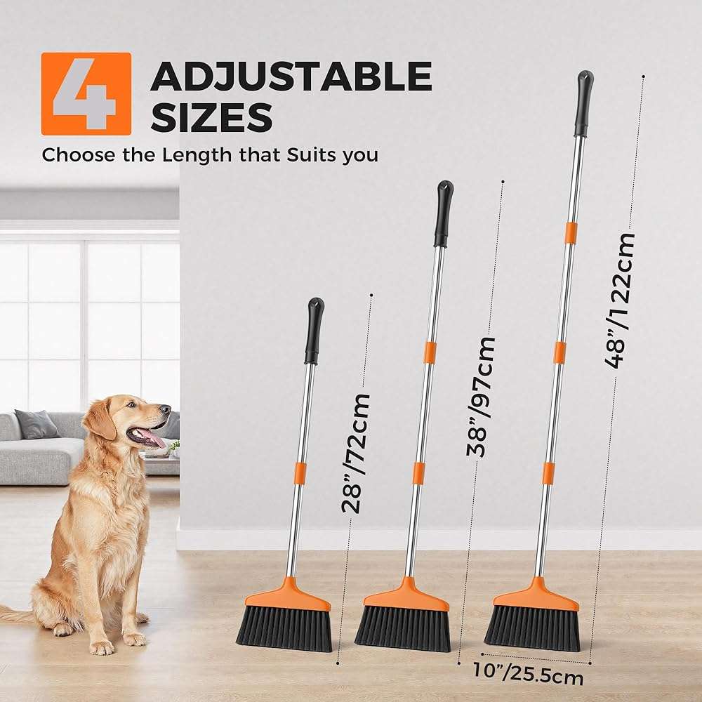 Handy Broom, Indoor/Outdoor Brooms, Duty Kitchen Broom, for Home Garage Kitchen Office Courtyard Lobby Patio Lawn Concrete (1, Orange) - Image 2