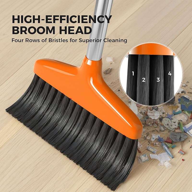 Handy Broom, Indoor/Outdoor Brooms, Duty Kitchen Broom, for Home Garage Kitchen Office Courtyard Lobby Patio Lawn Concrete (1, Orange) - Image 3