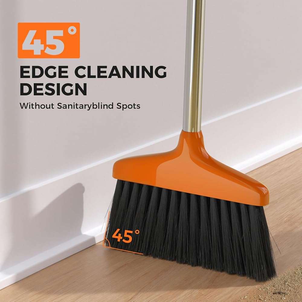 Handy Broom, Indoor/Outdoor Brooms, Duty Kitchen Broom, for Home Garage Kitchen Office Courtyard Lobby Patio Lawn Concrete (1, Orange) - Image 5