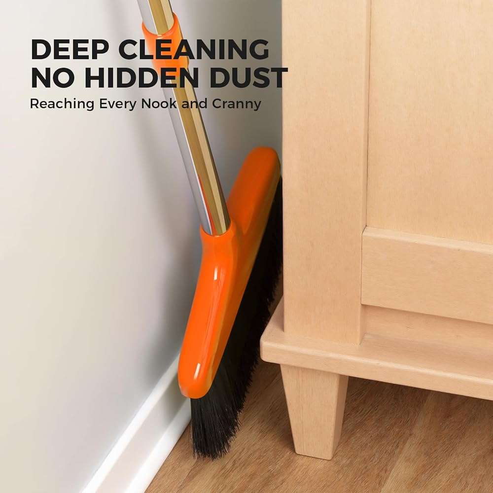 Handy Broom, Indoor/Outdoor Brooms, Duty Kitchen Broom, for Home Garage Kitchen Office Courtyard Lobby Patio Lawn Concrete (1, Orange) - Image 7
