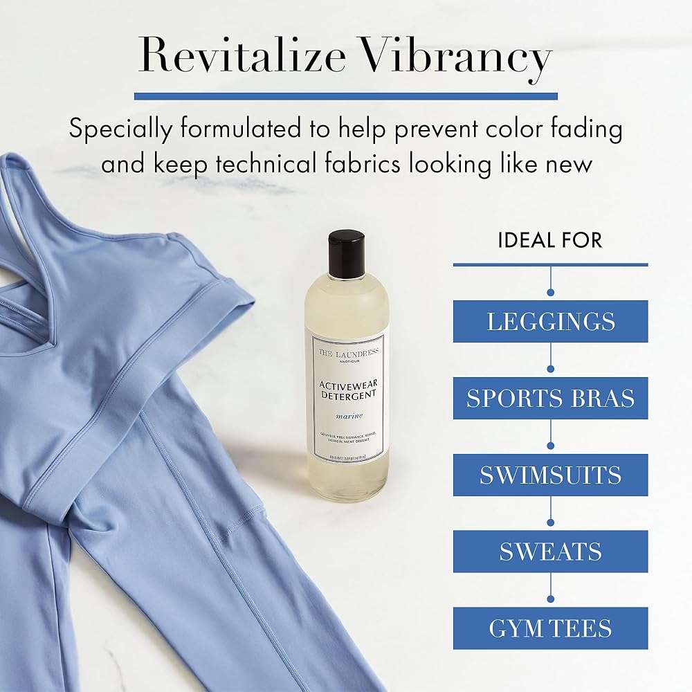 The Laundress Activewear Laundry Detergent, 32 Oz, Marine Fragrance, 4-in-1 Enzyme Blend for Workout Performance Fabrics, Fights Sweat Odors & Stains, USDA Certified Biobased Product (90%) - Image 4