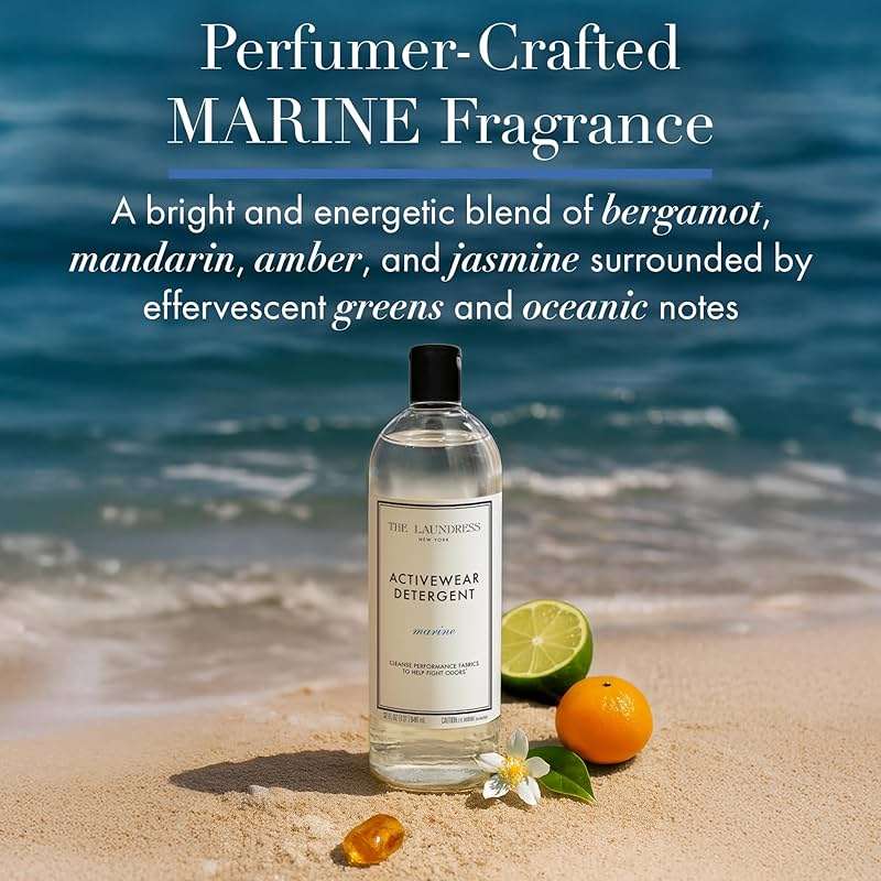 The Laundress Activewear Laundry Detergent, 32 Oz, Marine Fragrance, 4-in-1 Enzyme Blend for Workout Performance Fabrics, Fights Sweat Odors & Stains, USDA Certified Biobased Product (90%) - Image 6