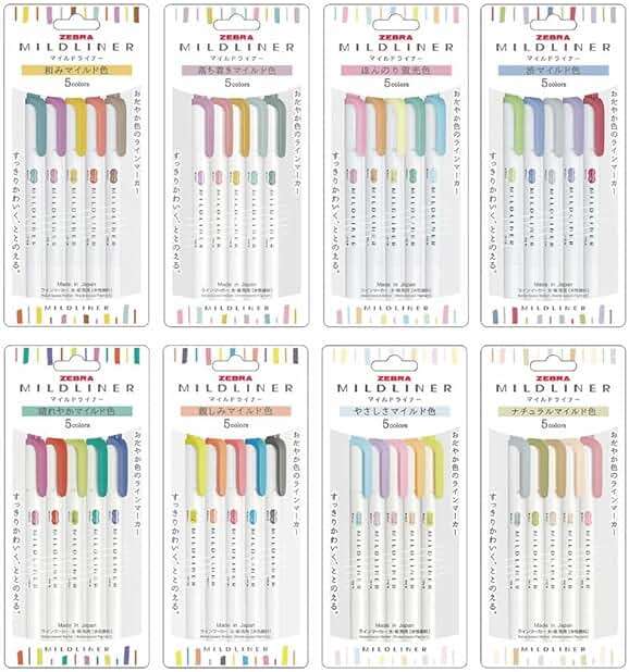Zebra Mildliner Soft Color Double-Sided Highlighter Pens 40 Full Color Assorted with Sarasa Clip Pen Black 0.5mm and Original Vinyl Pen Case - Image 2
