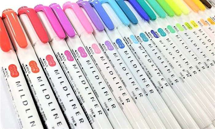 Zebra Mildliner Soft Color Double-Sided Highlighter Pens 40 Full Color Assorted with Sarasa Clip Pen Black 0.5mm and Original Vinyl Pen Case - Image 3