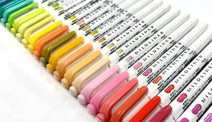 Zebra Mildliner Soft Color Double-Sided Highlighter Pens 40 Full Color Assorted with Sarasa Clip Pen Black 0.5mm and Original Vinyl Pen Case - Image 4