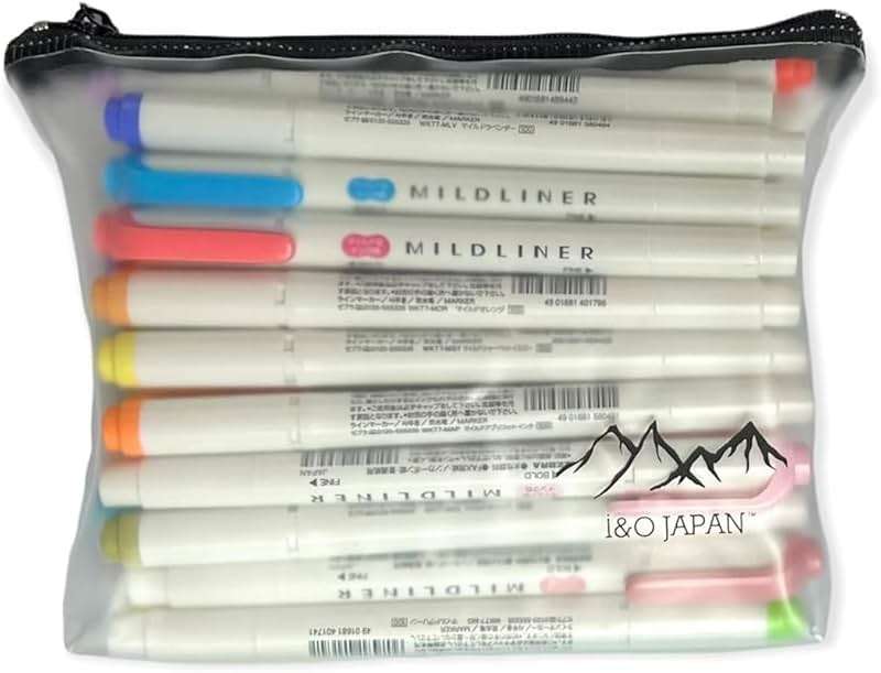 Zebra Mildliner Soft Color Double-Sided Highlighter Pens 40 Full Color Assorted with Sarasa Clip Pen Black 0.5mm and Original Vinyl Pen Case - Image 6