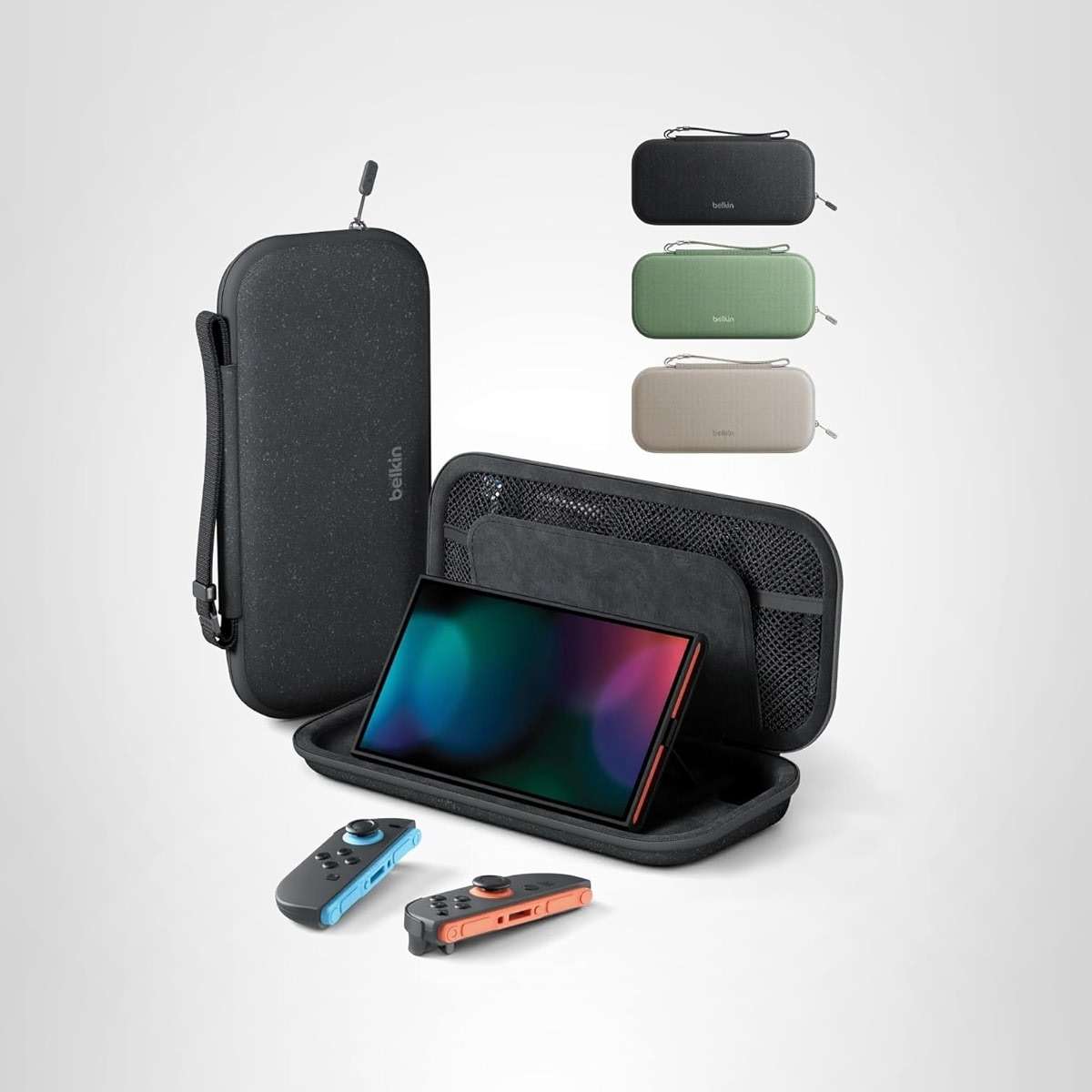 Belkin Nintendo Switch 2 Case, Travel Bag w/AirTag Holder & Storage Pocket for Up to 12 Game Cards - Portable, Lightweight Carrying Case w/Hard Shell, Soft Interior, Switch 2 Accessories - Charcoal - Image 7