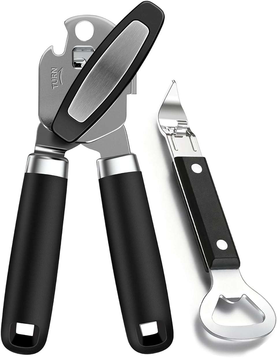 3PCS Can Opener Manual & Bottle Opener & Wine Opener, Smooth Edge Can Openers with Strong Magnet, Heavy Duty Stainless Steel Abrelatas Handheld Waiter Corkscrew - Premium Kitchen Supplies (Black) - Image 8