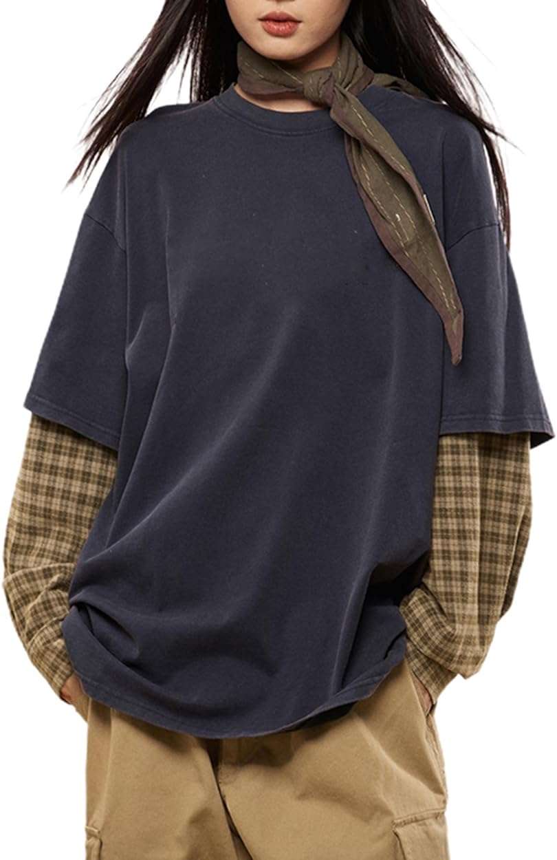 Harajuku Oversized Striped Shirts Y2K Grunge Clothes Crew Neck Emo Scene Clothes Streetwear Baggy Shirt Pullover - Image 1