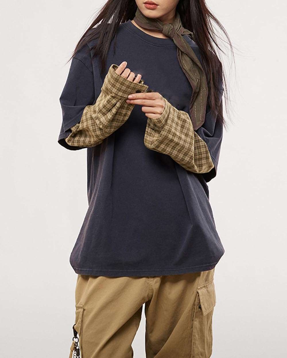 Harajuku Oversized Striped Shirts Y2K Grunge Clothes Crew Neck Emo Scene Clothes Streetwear Baggy Shirt Pullover - Image 4