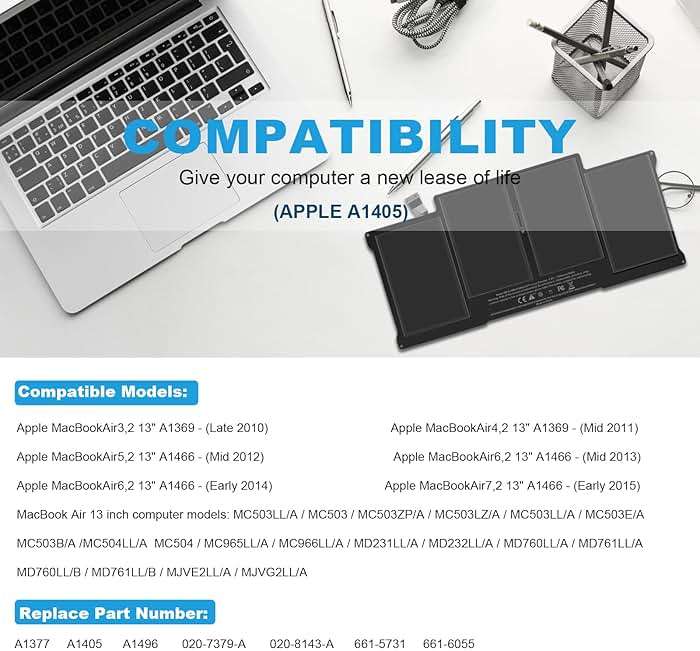 A1405 Laptop Battery for MacBook Air 13 inch A1466 (Mid 2012,Mid 2013,Early 2014, Early 2015,2017) A1369 (Late 2010, Mid 2011 Version) fits A1496 A1377 [EMC :2925, 2469, 2559, 2392, 2632, 3178] - Image 8