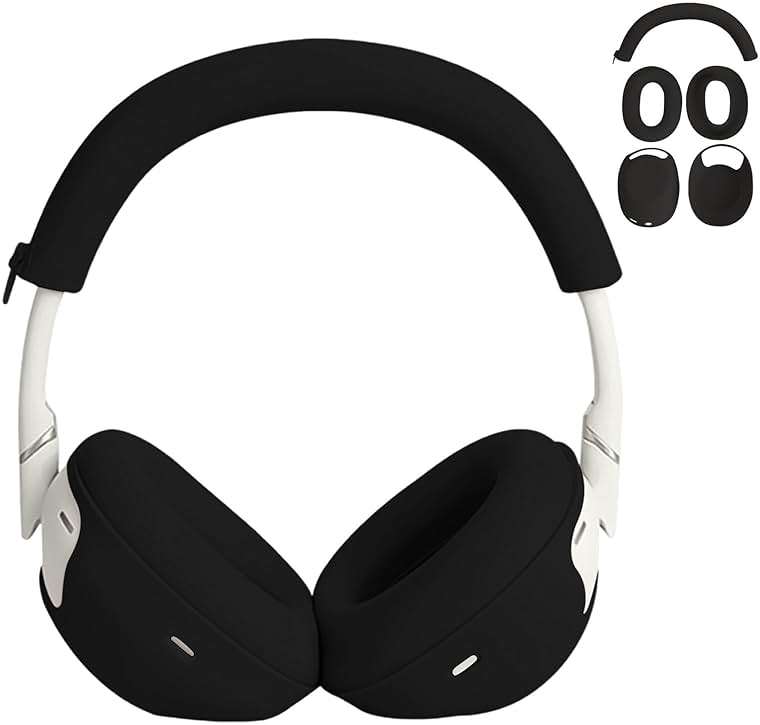 Adhiper 3-in-1 Silicone Sweat Case Cover for Sony WH-1000XM6 Headphones, XM6 Covers Accessories Silicone Ear Pads Covers & Headband Cover & Ear Cups Protector, Washable & Sweatproof - Black - Image 1