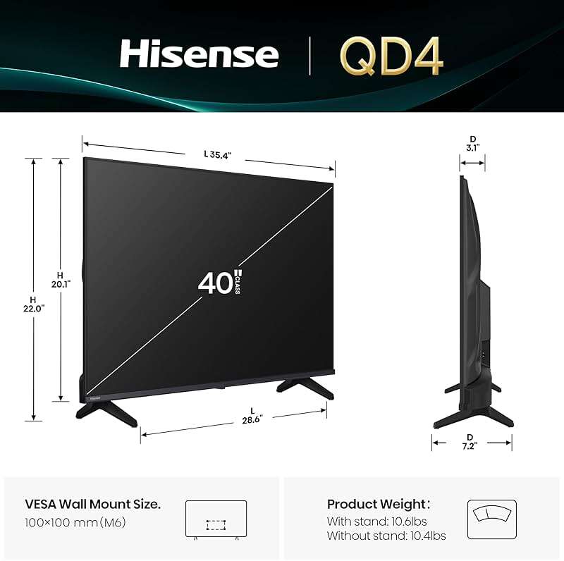 Hisense 40-Inch Class QD4 Series Hi-QLED FHD Smart Fire TV (40QD4QF) - Quantum Dot Color, DTS Virtual: X, Alexa Built in, Slim Bezel Design - Image 3