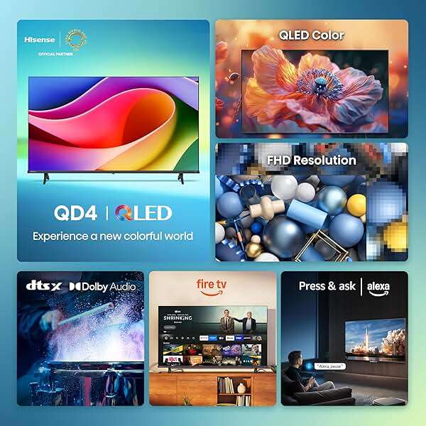 Hisense 40-Inch Class QD4 Series Hi-QLED FHD Smart Fire TV (40QD4QF) - Quantum Dot Color, DTS Virtual: X, Alexa Built in, Slim Bezel Design - Image 4