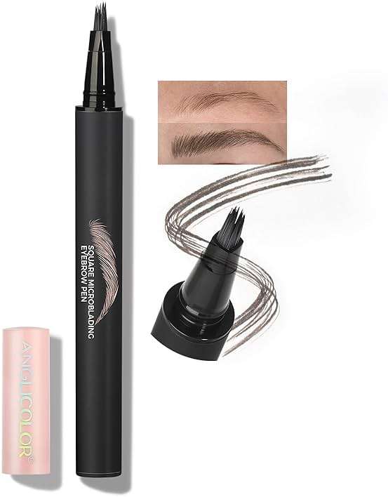 Anglicolor Microblading Eyebrow Pen, Liquid Eyebrow Pen, Square Angled Eyebrow Brush Natural Hair-Like Brow, Long-Lasting, Waterproof Eye brow Pencil for Women and Girls Makeup (01 Caramel Blonde) - Image 1