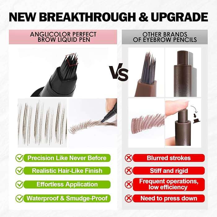 Anglicolor Microblading Eyebrow Pen, Liquid Eyebrow Pen, Square Angled Eyebrow Brush Natural Hair-Like Brow, Long-Lasting, Waterproof Eye brow Pencil for Women and Girls Makeup (01 Caramel Blonde) - Image 3