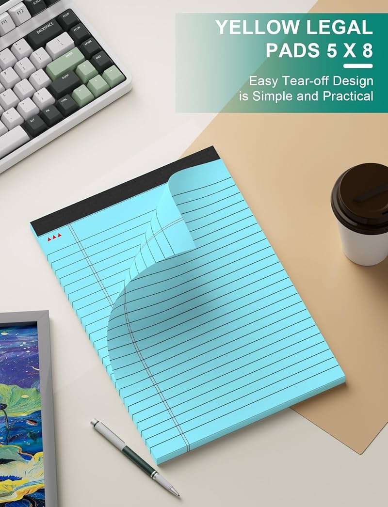 AIFLYAN 12 Pack Legal Pads 5x8 Inch Colorful Note Pads for Writing NotePads，Narrow Ruled Small Notepad 5x8 inch Legal Pad,30 Sheets Per Notebook Writing Pad for Study, Office, to-Do Lists(Multicolor) - Image 4