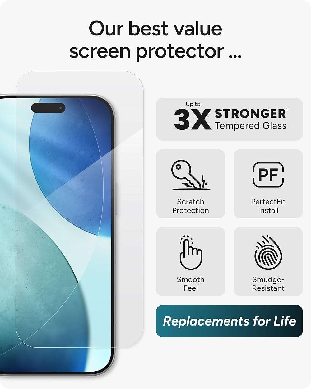 ZAGG Glass+ Screen & Camera Lens Protection for iPhone 17 - Impact & Shatter Protection, Full Coverage Scratch & Smudge-Resistant Tempered Glass, Anti-Reflective Camera Lens Protector - Image 2