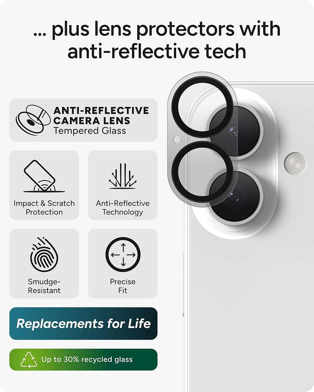 ZAGG Glass+ Screen & Camera Lens Protection for iPhone 17 - Impact & Shatter Protection, Full Coverage Scratch & Smudge-Resistant Tempered Glass, Anti-Reflective Camera Lens Protector - Image 3