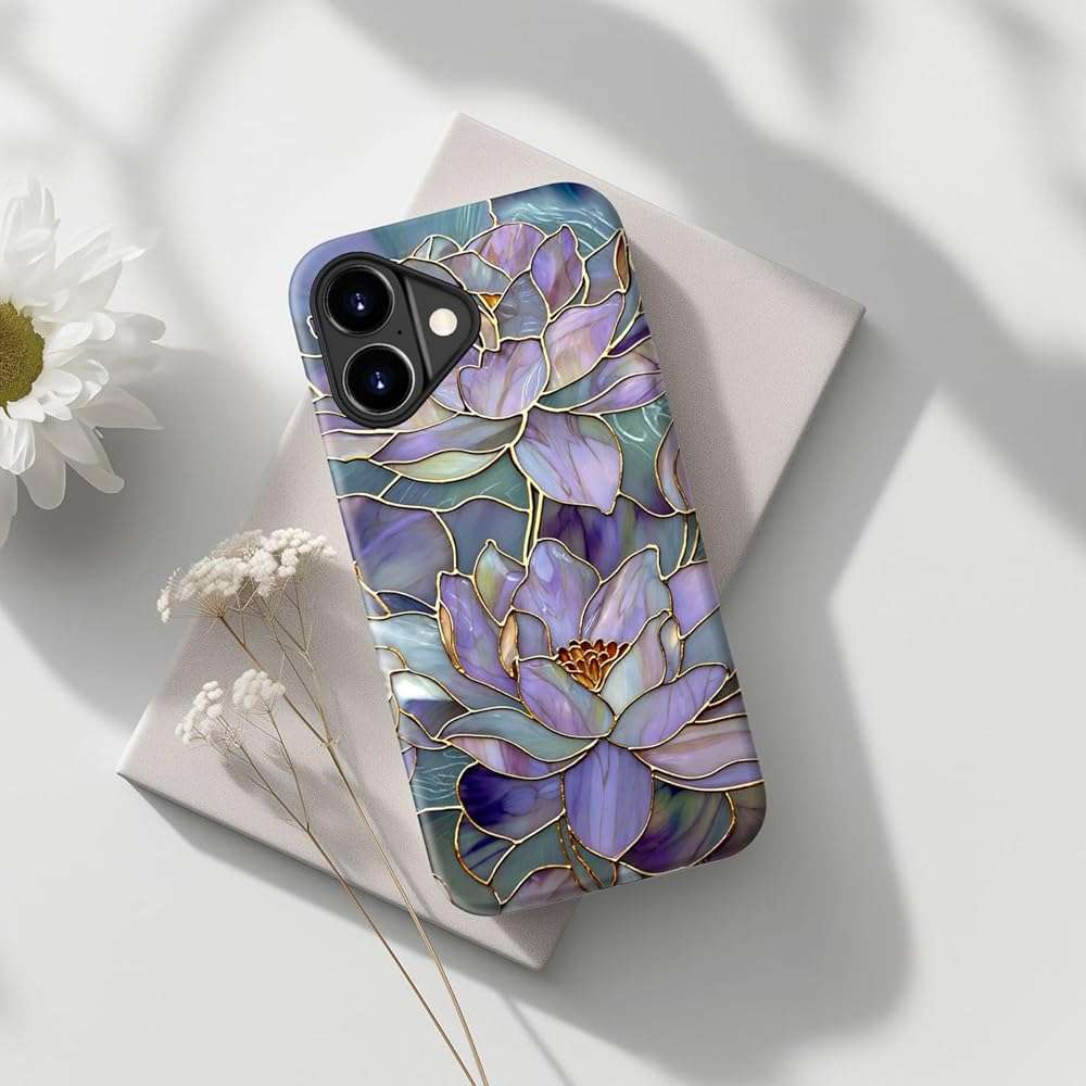 DorisMax for iPhone 17 Case - Wireless Charging Compatible - Dual-Layer Hard Shell + Silicone Cover - Shockproof Protective Phone Case with Stylish Designs for Women - Abstract Lotus - Image 3