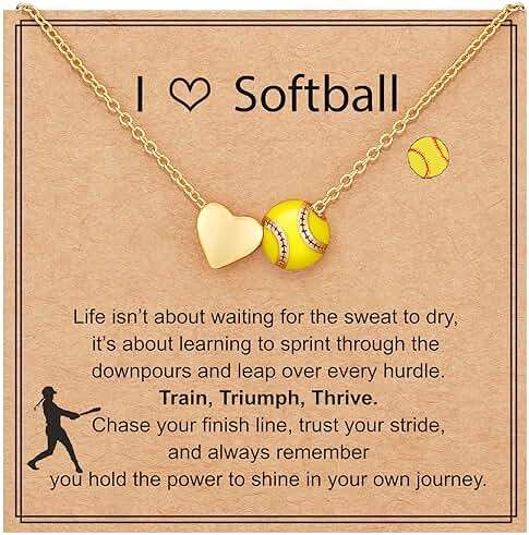 ESPVO Softball/Soccer/Volleyball/Basketball Necklace for Girls Women, Sports Accessories Jewelry Gift for Lovers 16+3 Inches - Image 1