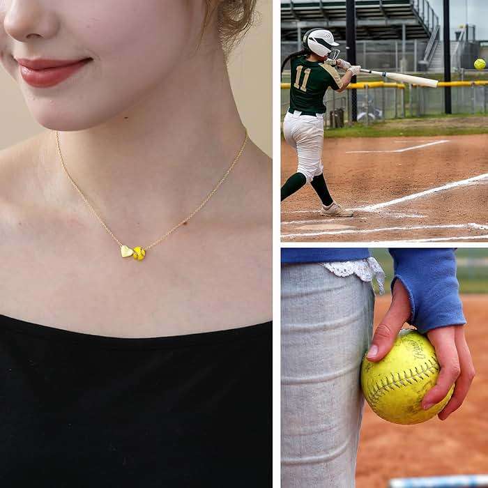ESPVO Softball/Soccer/Volleyball/Basketball Necklace for Girls Women, Sports Accessories Jewelry Gift for Lovers 16+3 Inches - Image 3