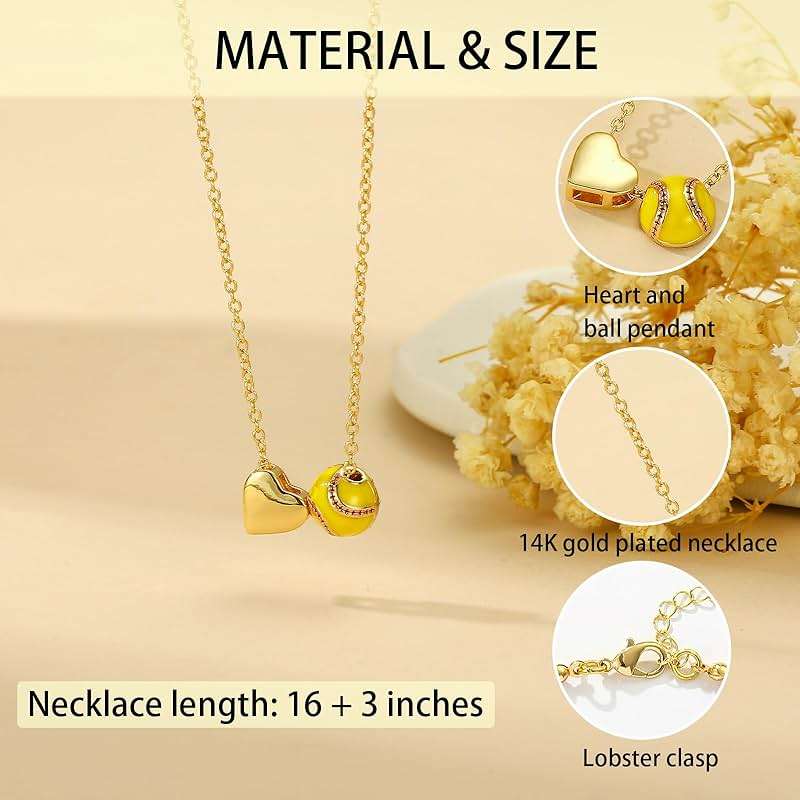 ESPVO Softball/Soccer/Volleyball/Basketball Necklace for Girls Women, Sports Accessories Jewelry Gift for Lovers 16+3 Inches - Image 5