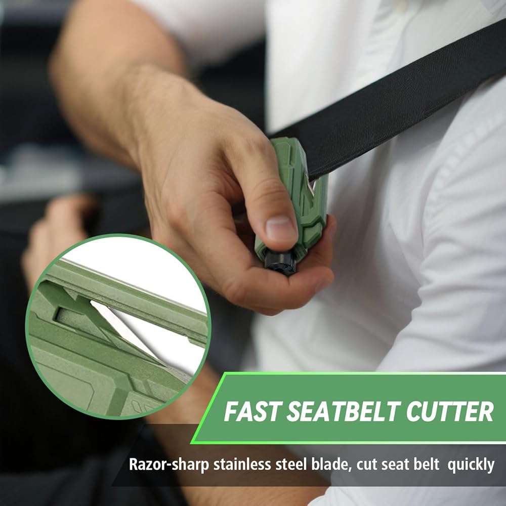 SINSEN Window Breaker Seatbelt Cutter, Car Safety Hammer Escape Tool for Visor Clip, Portable Escape Kit, 2 Pack - Image 4