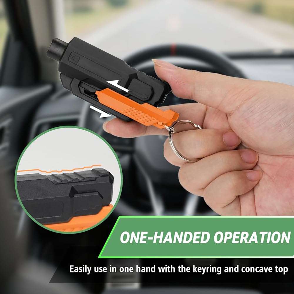 SINSEN Window Breaker Seatbelt Cutter, Car Safety Hammer Escape Tool for Visor Clip, Portable Escape Kit, 2 Pack - Image 5