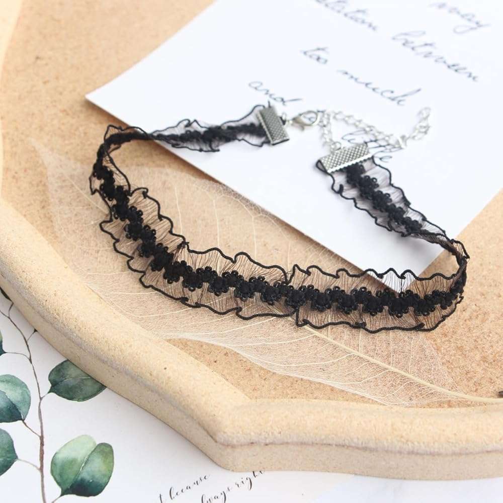 Villorem 2Pcs Black Lace Cat Ear Headband & Collar for Women, Halloween Fancy Dress Cosplay Party Role Play Cats Costume Accessory - Image 3