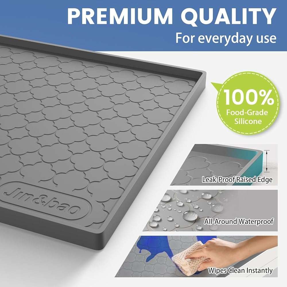 Jin&Bao Waterproof Under Sink Mat 34" x 22", Thick Silicone Mat Cabinet Protector for Kitchen and Bathroom, Shelf Liner, Home Organizer and Storage, Multipurpose Tray for Gadgets and Essentials - Image 3