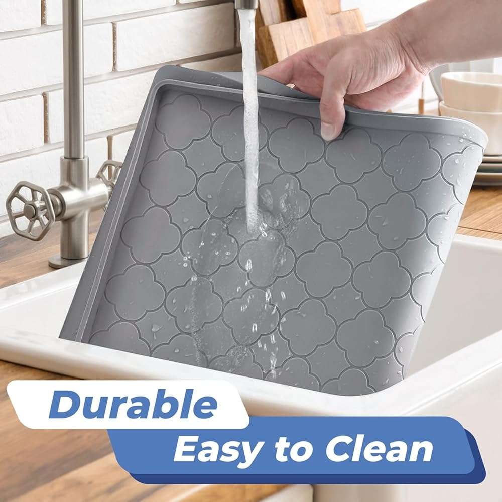 Jin&Bao Waterproof Under Sink Mat 34" x 22", Thick Silicone Mat Cabinet Protector for Kitchen and Bathroom, Shelf Liner, Home Organizer and Storage, Multipurpose Tray for Gadgets and Essentials - Image 5