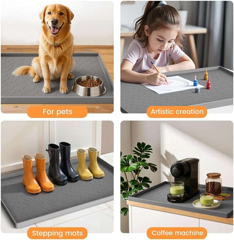 Jin&Bao Waterproof Under Sink Mat 34" x 22", Thick Silicone Mat Cabinet Protector for Kitchen and Bathroom, Shelf Liner, Home Organizer and Storage, Multipurpose Tray for Gadgets and Essentials - Image 7