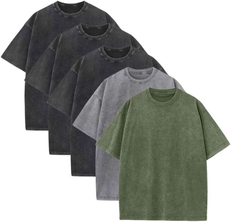 JUDHGGX Men Oversized Gym Loose Fit Tshirt Heavy Cotton Acid Wash Vintage Unisex Workout T Shirts - Image 1