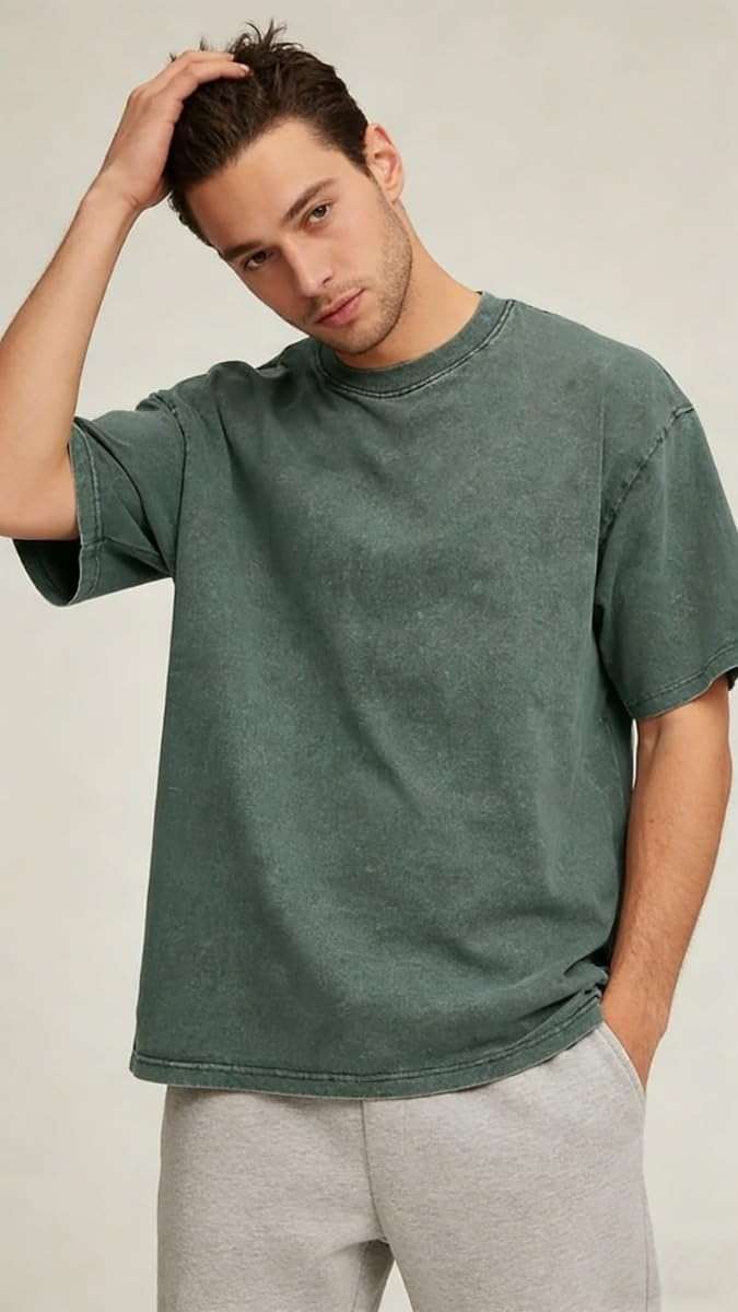 JUDHGGX Men Oversized Gym Loose Fit Tshirt Heavy Cotton Acid Wash Vintage Unisex Workout T Shirts - Image 2