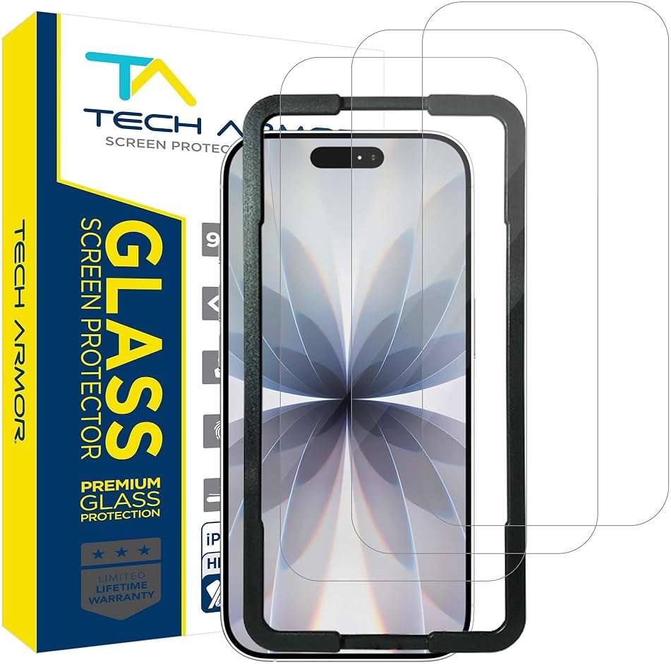 Tech Armor for iPhone 17 Screen Protector Glass 6.3 inch - Ballistic Tempered, Case Friendly, Sensor Protection, HD, 9H Hardness, 3 Pack - Image 1