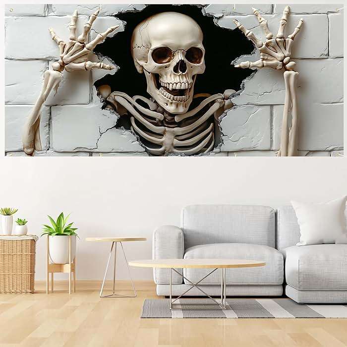 6 x 13 ft Halloween Garage Door Decorations Halloween decorations Witch Door Cover, Hanging Banner, Cauldron Backdrop Mural for Home, Outdoor, Indoor, Spooky Party, Wall, Window (Skull-2, 6 x 13 ft) - Image 6