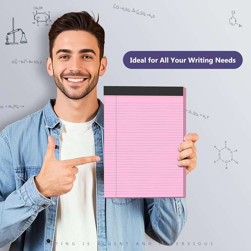 6 Pack Legal Pads 8.5 x 11 College Ruled Colored Note Pads 8.5" x 11" Lined Paper Chipboard-Backed Notepad with Micro-Perforated Notebook Paper for Office & School Supplies 50 Sheets/Pad - Image 4