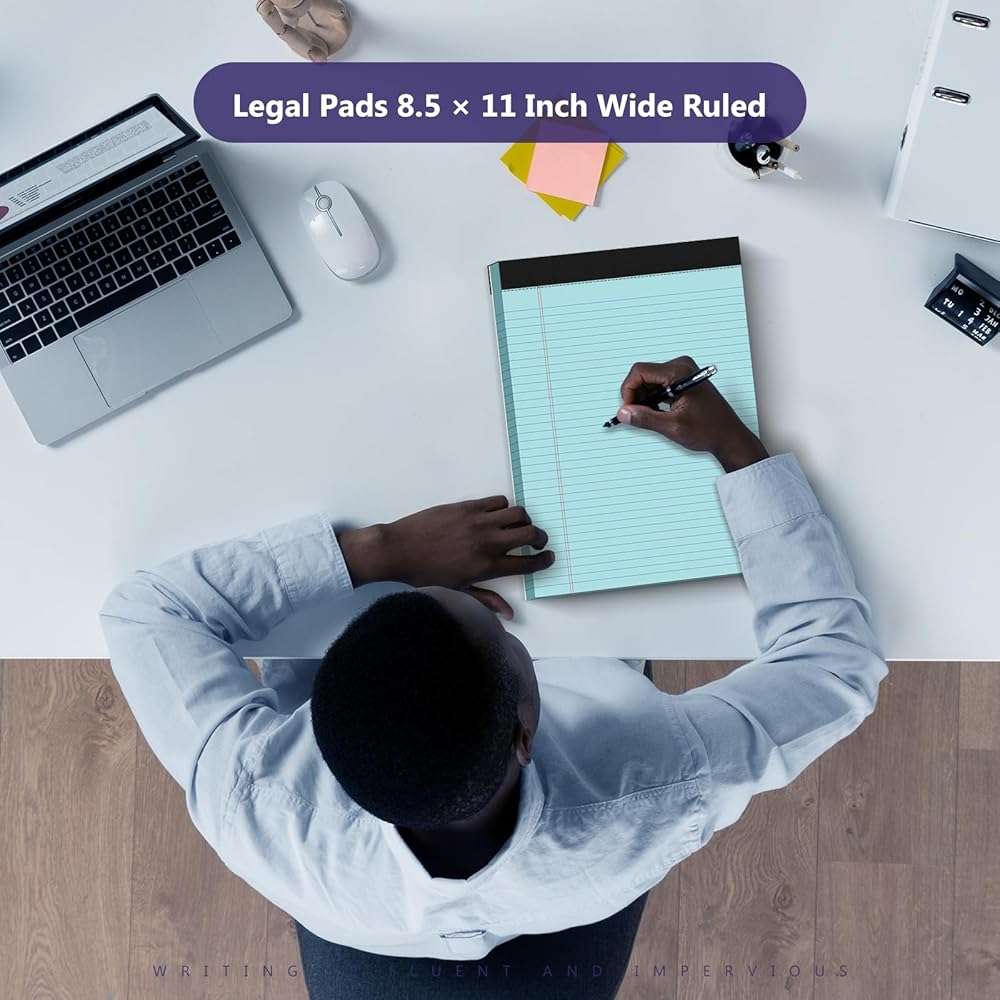6 Pack Legal Pads 8.5 x 11 College Ruled Colored Note Pads 8.5" x 11" Lined Paper Chipboard-Backed Notepad with Micro-Perforated Notebook Paper for Office & School Supplies 50 Sheets/Pad - Image 6