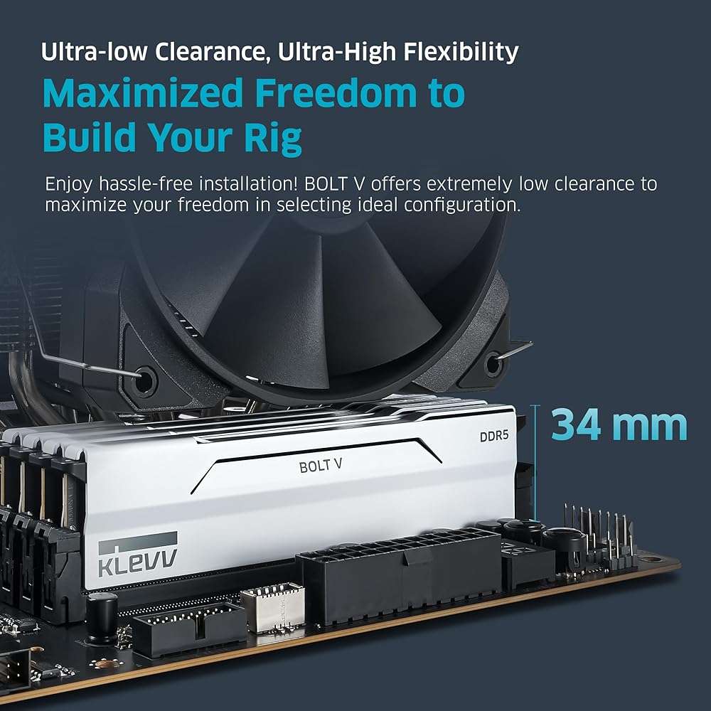 KLEVV Bolt V DDR5 32GB (2x16GB) 6000MHz CL30 SK Hynix A-Die 1.35V Gaming Desktop Ram Memory XMP 3.0 / AMD Expo Ready - White (KD5AGUA80-60A300I) - Image 4