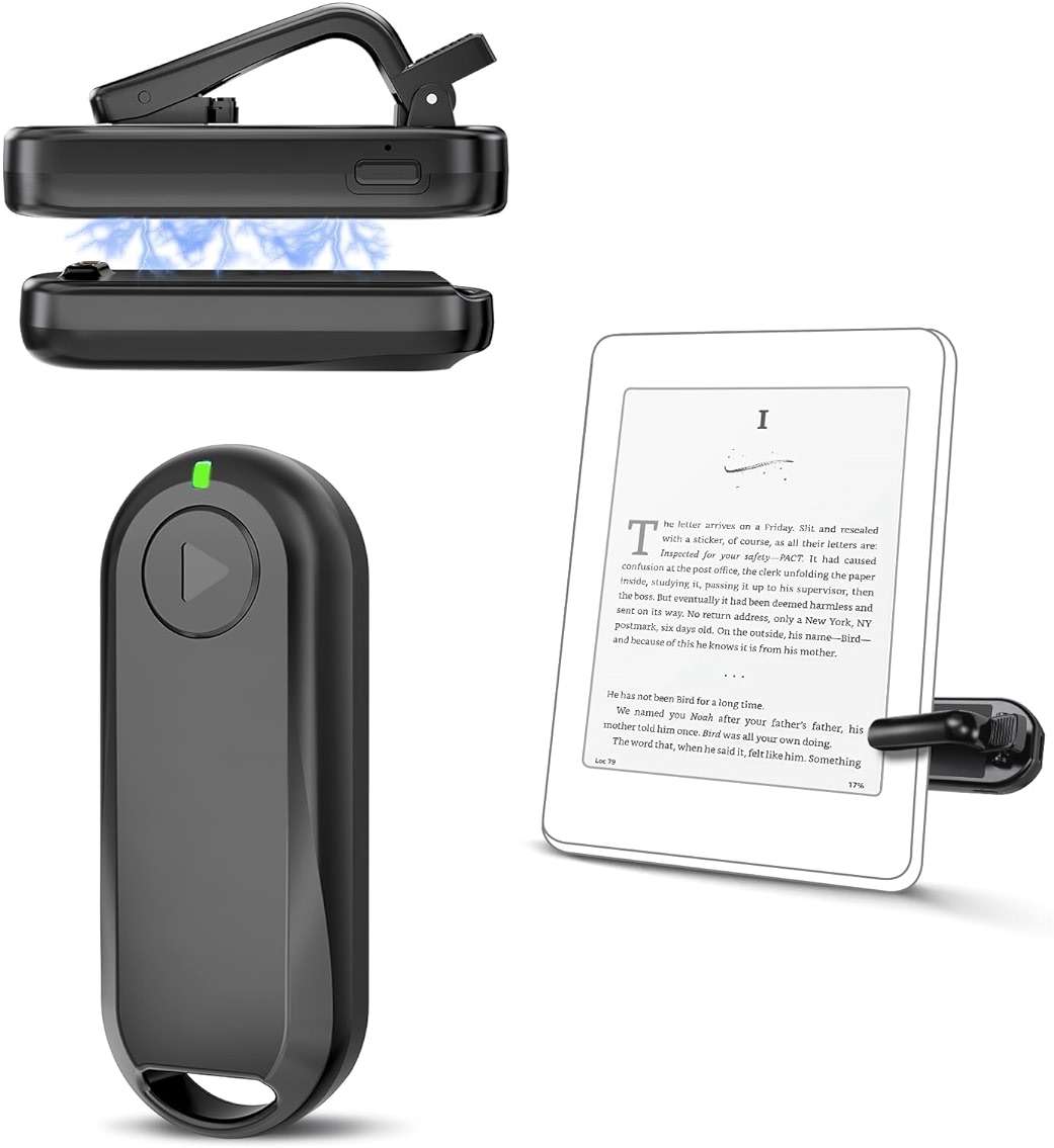 CoBak Remote Page Turner – Page Turning & Camera Remote Shutter for Kobo, E-Readers, iPad & iPhone, Compatible with Kindle Paperwhite – Wireless Control for Reading, Photos & Video - Image 1